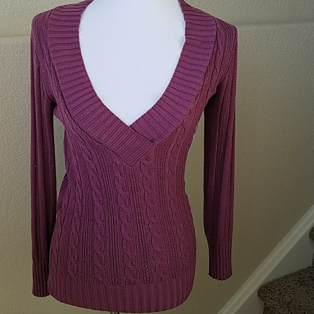Purple cable knit sweater